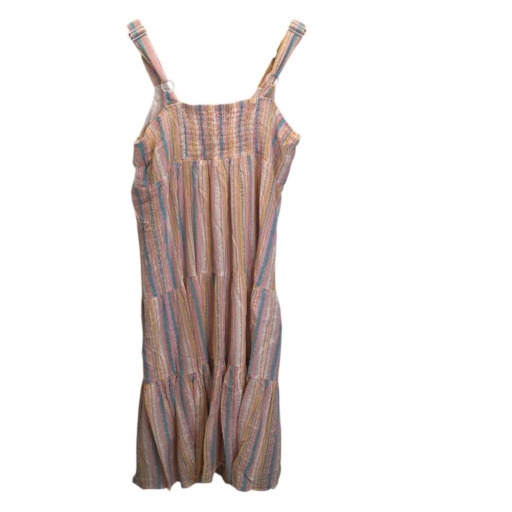 Linda Anderson Dress Womens Large Striped Tiered Maxi Adjustable Straps Lined - Picture 2 of 16